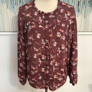 Lauren Conrad‎ Women's Floral Blouse Size M – Long Sleeve Lightweight Top